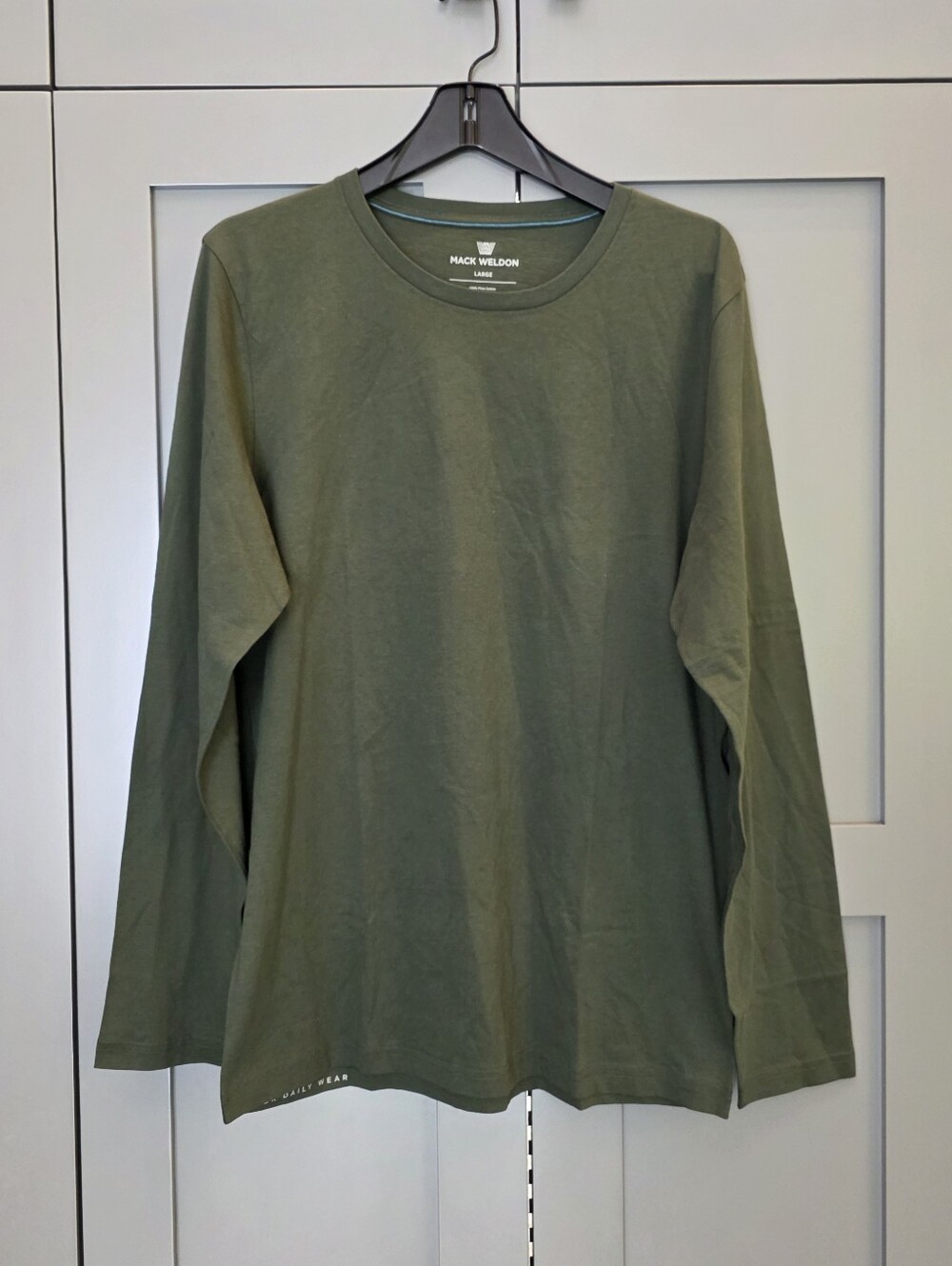 Mack Weldon Long Sleeve Shirt Mens Large Green Casual Stretch 100% Cotton Soft